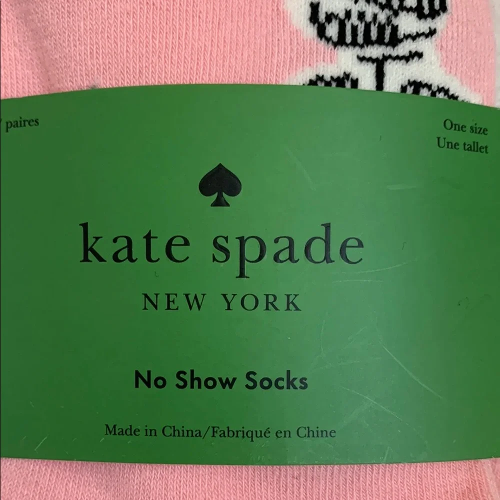 Kate Spade No Show Socks Pink Burgundy and Black 3 Pairs One Size